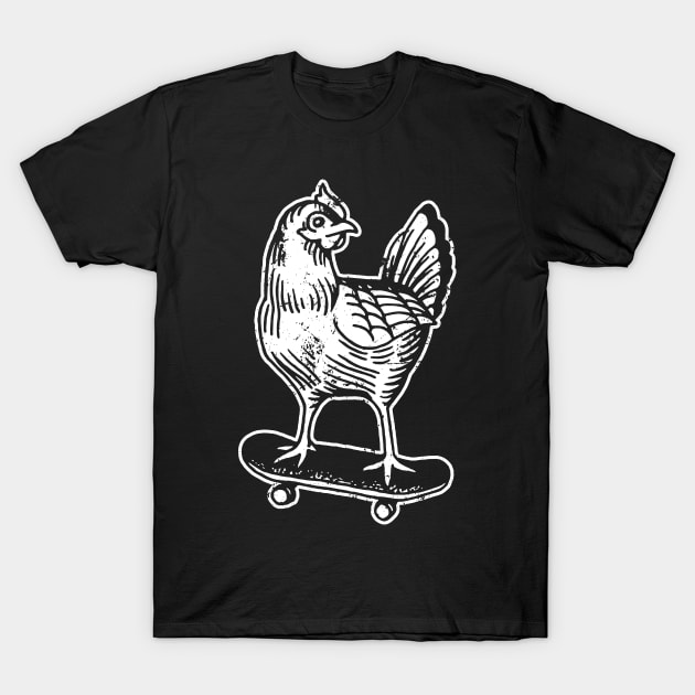 Skateboarding Chicken On A Skateboard T-Shirt by Kushteez